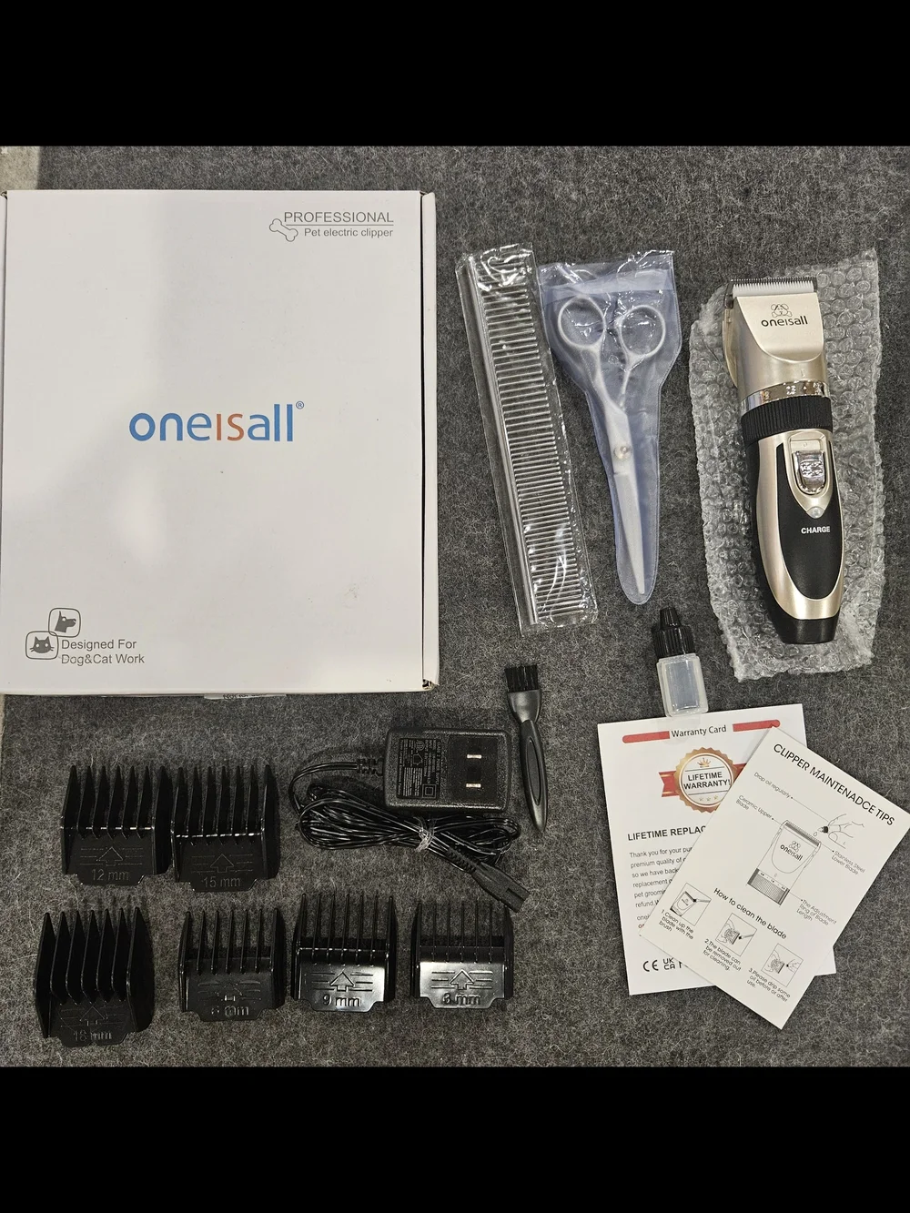 Oneisall Gold & Black Pet Hair Clipper Kit - Rechargeable Grooming Set